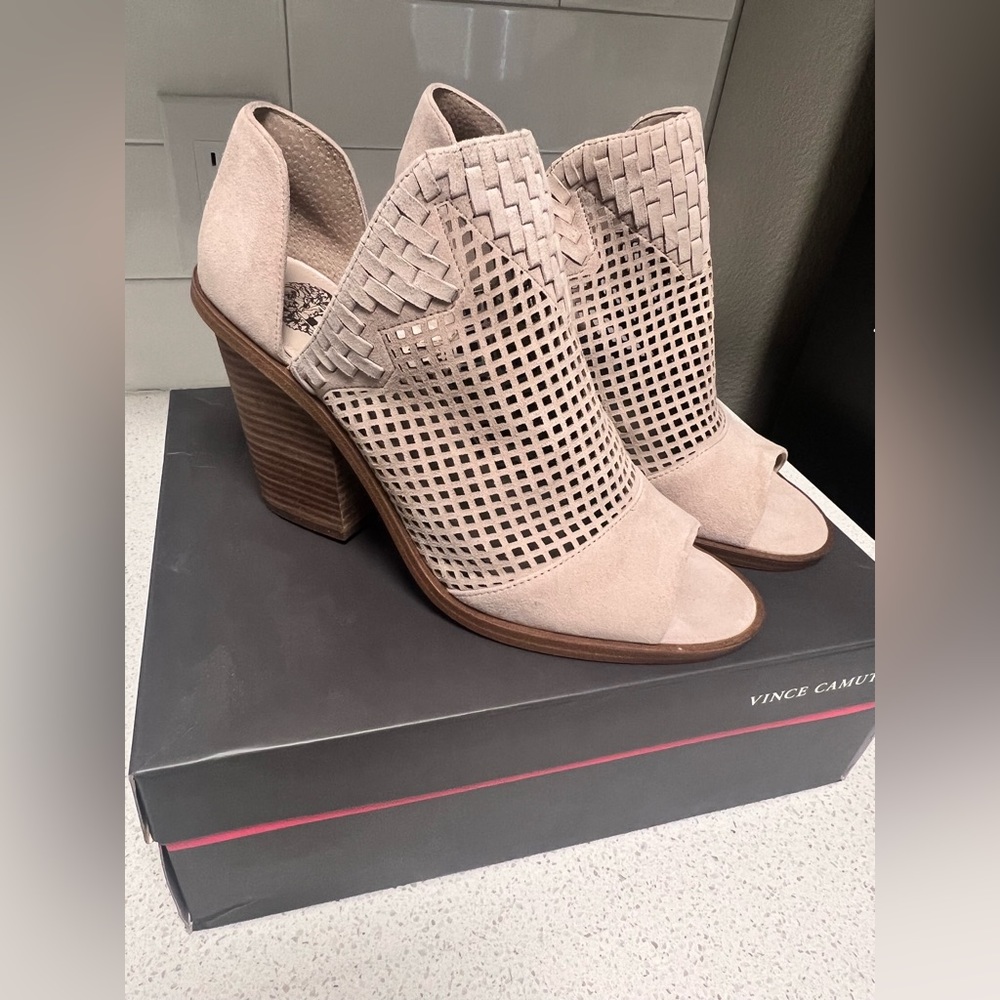 Vince Camuto Suede open toe booties